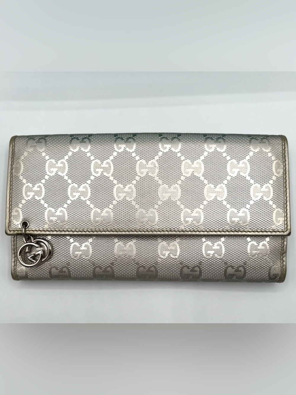 Gucci Metallic Champagne GG Continental Wallet